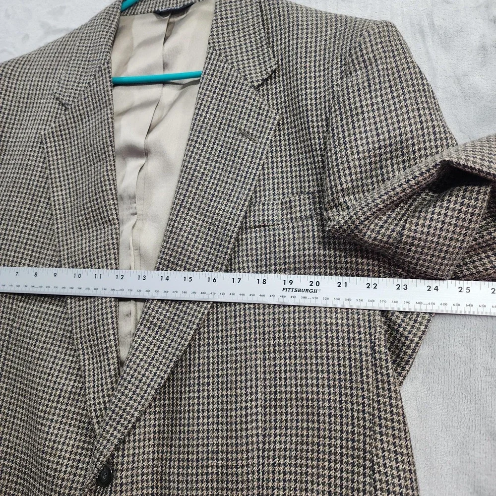 Vintage New England Collection Sport Coat Men 46L Brown Houndstooth Tweed Blazer